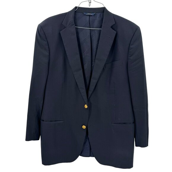 Brooks Brothers 1818 Madison Mens Black Blazer Size 44L 2-Button Imported Fabric - Picture 1 of 10